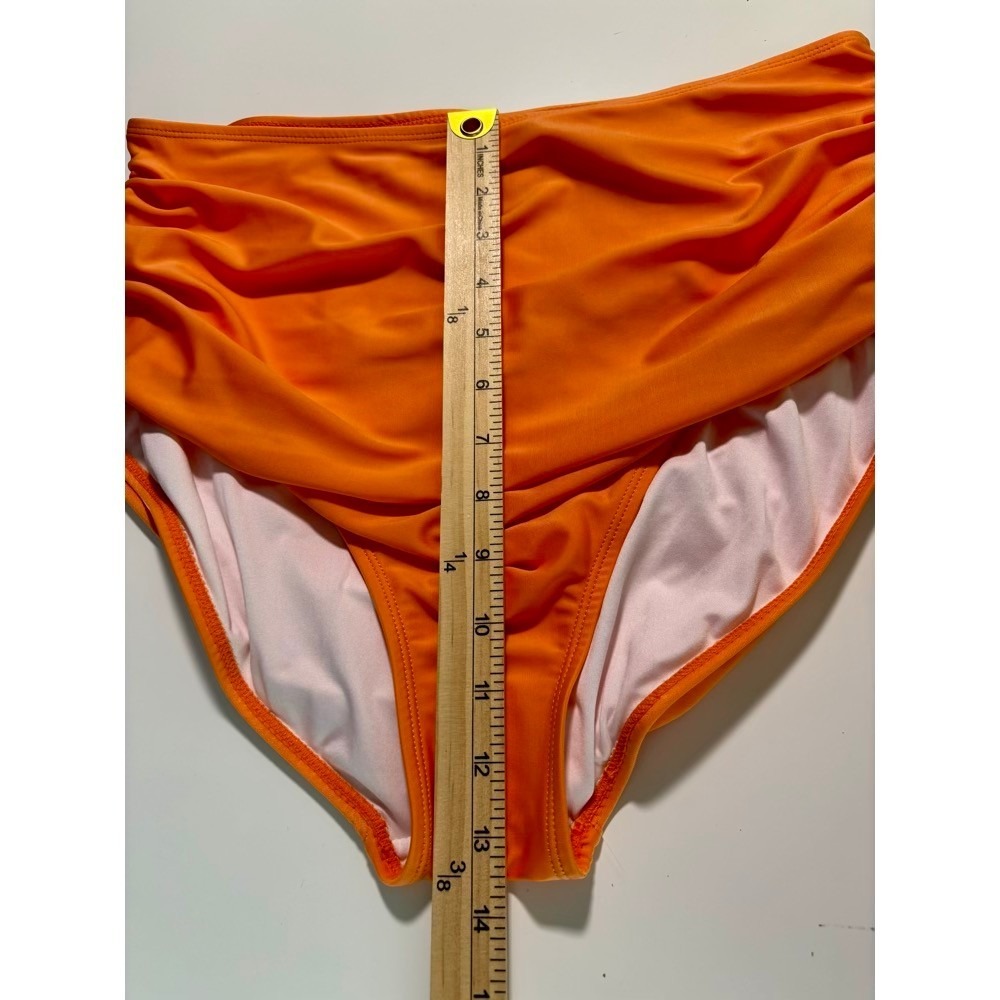 Nani Swimwear - Ruched High-Waist Orange Bikini Bottoms - Picture 8 of 10